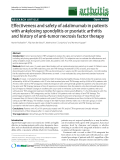 Báo cáo y học: "Effectiveness and safety of adalimumab in patients with ankylosing spondylitis or psoriatic arthritis and history of anti-tumor necrosis factor therapy"