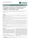 Báo cáo y học: "Risk factors for total joint arthroplasty infection in patients receiving tumor necrosis factor a-blockers: a case-control study"