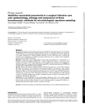 Báo cáo y học: "Ventilator-associated pneumonia in a surgical intensive care unit: epidemiology, etiology and comparison of three bronchoscopic methods for microbiological specimen sampling"