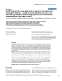 Báo cáo y học: " G-CSF and IL-8 for early diagnosis of sepsis in neonates and critically ill children – safety and cost effectiveness of a new laboratory prediction model: study protocol of a randomized controlled trial [ISRCTN91123847]"