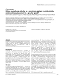 Báo cáo khoa học: "Ethics roundtable debate: Is a physician–patient confidentiality relationship subservient to a greater good"