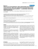 Báo cáo khoa học: "Efficiency of 7.2% hypertonic saline hydroxyethyl starch 200/0.5 versus mannitol 15% in the treatment of increased intracranial pressure in neurosurgical patients – a randomized clinical trial [ISRCTN62699180]"