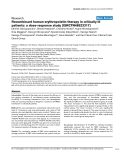 Báo cáo khoa học: "Recombinant human erythropoietin therapy in critically ill patients: a dose-response study [ISRCTN48523317]"