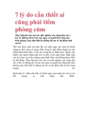 7 lý do cần thiết ai cũng phải tiêm phòng cúm