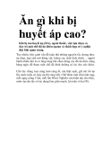 Ăn gì khi bị huyết áp cao?