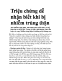 Triệu chứng dễ nhận biết khi bị nhiễm trùng thận