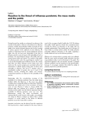 Bóa cáo y học: "Reaction to the threat of influenza pandemic: the mass media and the public"