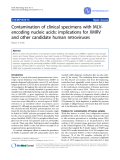 Báo cáo y học: " Contamination of clinical specimens with MLVencoding nucleic acids: implications for XMRV and other candidate human retroviruses"