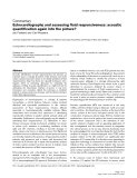 Báo cáo khoa học: "Echocardiography and assessing fluid responsiveness: acoustic quantification again into the picture"