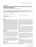 Báo cáo khoa học: "Re-examining ethical obligations in the intensive care unit: HIV disclosure to surrogates"