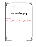 Đề tài: Đầu tư phát triển nông nghiệp Hà Tây