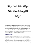 Sảy thai liên tiếp: Nỗi đau khó giãi bày!