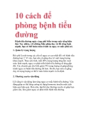 10 cách để phòng bệnh tiểu đường