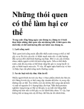 Những thói quen có thể làm hại cơ thể 