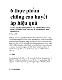 6 thực phẩm chống cao huyết áp hiệu quả