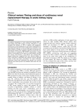 Báo cáo y học: " Clinical review: Timing and dose of continuous renal replacement therapy in acute kidney injury"