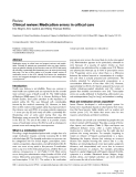 Báo cáo y học: "Clinical review: Medication errors in critical care"