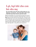 Lợi, hại khi cho con bú sữa mẹ 