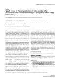 Báo cáo y học: "Type II errors in ‘Nurses’ prediction of volume status after aneurismal subarachnoid hemorrhage: a prospective cohort study’"