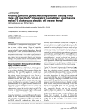 Báo cáo y học: "Recently published papers: Renal replacement therapy: which route and how much? Intracerebral haematomas: does the size matter? β blockers and steroids: will we ever know"