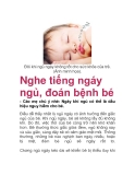 Nghe tiếng ngáy ngủ, đoán bệnh bé