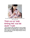 Thời cơ có 'một không hai' của bé dưới 1 tuổi