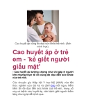 Cao huyết áp ở trẻ em - 'kẻ giết người giấu mặt'