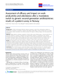Báo cáo y học: "Assessment of efficacy and impact on work productivity and attendance after a mandatory switch to generic second-generation antihistamines: results of a patient survey in Norway"
