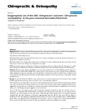 Báo cáo y học: "Inappropriate use of the title 'chiropractor' and term 'chiropractic manipulation' in the peer-reviewed biomedical literature"