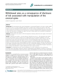 Báo cáo y học: "Withdrawal rates as a consequence of disclosure of risk associated with manipulation of the cervical spine"