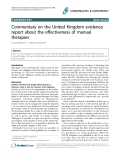 Báo cáo y học: "Commentary on the United Kingdom evidence report about the effectiveness of manual therapies"