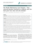 Báo cáo y học: "The Nordic Maintenance Care Program - Time intervals between treatments of patients with low back pain: how close and who decides"