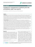 Báo cáo y học: "Chiropractic management of patients post-disc arthroplasty: eight case report"