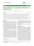 Báo cáo y học: "Recent advances in nanoparticle formulation of oleanolic acid"