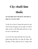 Cây chuối làm thuốc