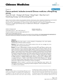 Báo cáo y học: "Cancer patients' attitudes towards Chinese medicine: a Hong Kong survey"