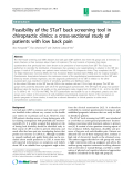 Báo cáo y học: "Feasibility of the STarT back screening tool in chiropractic clinics: a cross-sectional study of patients with low back pain"