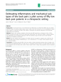 Báo cáo y học: " Delineating inflammatory and mechanical subtypes of low back pain: a pilot survey of fifty low back pain patients in a chiropractic setting"