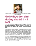  Gợi ý thực đơn dinh dưỡng cho trẻ 1 - 3 tuổi