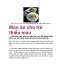 Món ăn cho trẻ thiếu máu