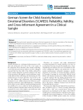 Báo cáo y học: "German Screen for Child Anxiety Related Emotional Disorders (SCARED): Reliability, Validity, and Cross-Informant Agreement in a Clinical Sample"