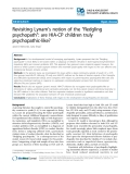 Báo cáo y học: "Revisiting Lynam’s notion of the “fledgling psychopath": are HIA-CP children truly psychopathic-like"