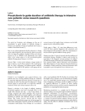 Báo cáo y học: "Procalcitonin to guide duration of antibiotic therapy in intensive care patients: some research questions"