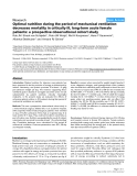 Báo cáo y học: "Optimal nutrition during the period of mechanical ventilation decreases mortality in critically ill, long-term acute female patients: a prospective observational cohort study"