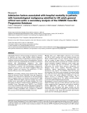 Báo cáo y học: "Admission factors associated with hospital mortality in patients with haematological malignancy admitted to UK adult, general critical care units: a secondary analysis of the ICNARC Case Mix Programme Database"