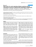 Báo cáo y học: "Risk factors for acute respiratory distress syndrome during neutropenia recovery in patients with hematologic malignancies"