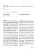 Báo cáo y học: " Disinfection of the hospital water supply: a hidden risk to dialysis"