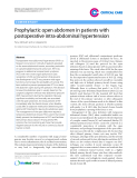 Báo cáo y học: "Prophylactic open abdomen in patients with postoperative intra-abdominal hypertensio"