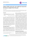 Báo cáo y học: "Patient safety and acute care medicine: lessons for the future, insights from the past"