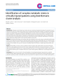 Báo cáo y học: "Identification of complex metabolic states in critically injured patients using bioinformatic cluster analysis"